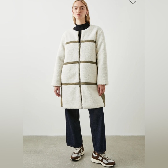 Rails Size L Granger Reversible Sherpa Jacket in Ivory Olive Mix